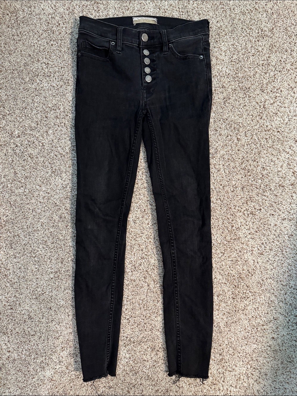 Free People Black Button-Fly Skinny Jeans